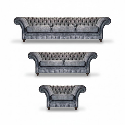 Chesterfield Gro Textilgarnitur Wunnzëmmer Canapéë Designer Canapéen