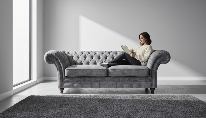 Luxuriéise Chesterfield Zweisëtzer Designer Canapé Wohnzimmer Edel Couche