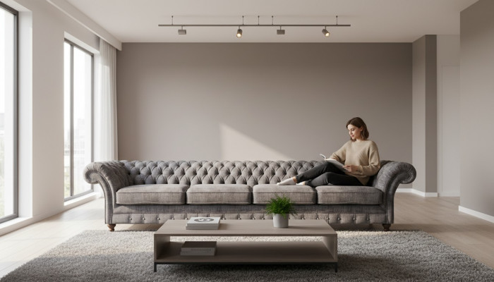 Elegante Chesterfield Sofa Wunnzëmmer Véiersëtz Designer 4-Sëtz Neien