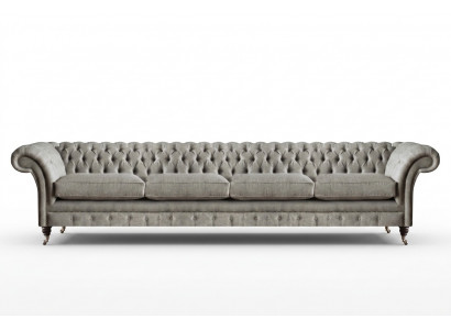 Hellgréng Chesterfield Polstersofa Designer 4-Sëtzer Textil Sitzmëttel
