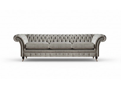 Chesterfield Dräisëtzer am Grauwe Wohnzëmmer gepolstert Sofas Designer Couchen