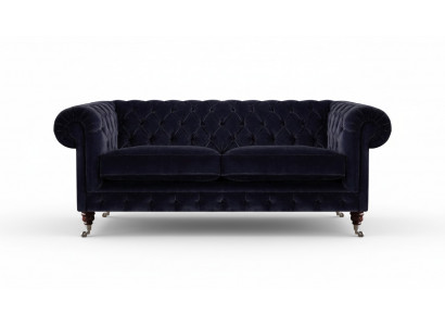 Däischterbloen Chesterfield Zweisetzer Wunnzëmmer Edelt Stoffsofa Canapé