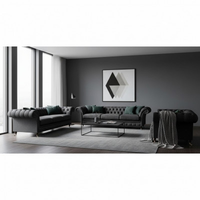 Schick Chesterfield Canapé-Set Moderne 3-Sëtz Polster Zweesëtz