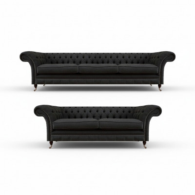 Schick Chesterfield Canapé-Set Moderne 3-Sëtz Polster Zweesëtz