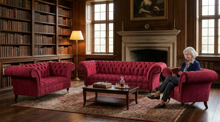 Wunnzëmmer Rosa Chesterfield Polster Sëtzgruppe Luxus 3-Stéck Set
