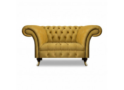 Chesterfield Designer Zwësëtzer Canapé Couch Wunnzëmmer Luxus Giel Polstersofa