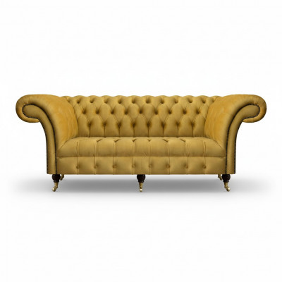 Chesterfield Luxus Miwwelen Dräisëtzer Sofa Couch Textil Polstersofa Wunnzëmmer