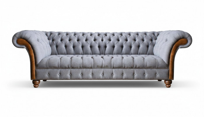 Hellgroen Chesterfield Polstersofa Wunnzëmmer Designer Couch 4-Sëtzer