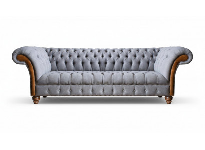 Hellgroen Chesterfield Polstersofa Wunnzëmmer Designer Couch 4-Sëtzer