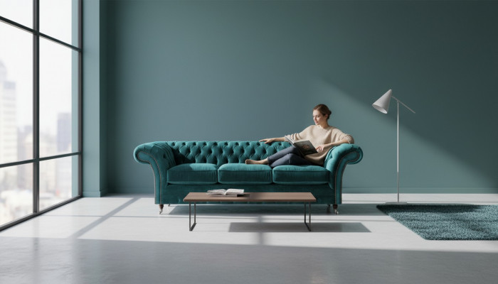 Wunnzëmmer Gréng Dräisëtzer Canapé Couch Textil Miwwelen Polstersëtz Miwwelen