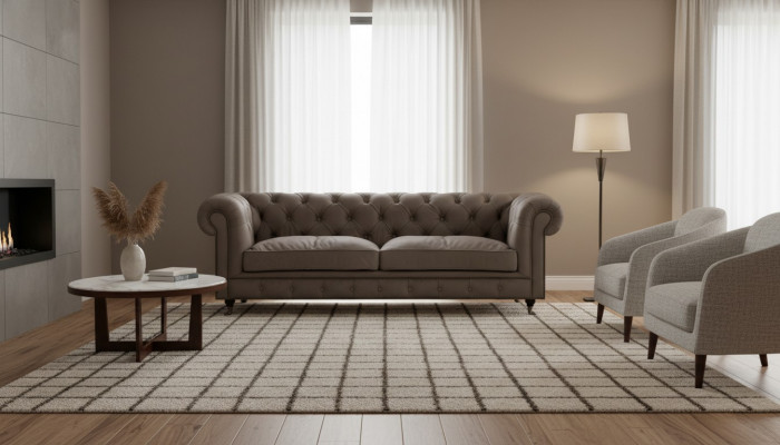 Polstermöbel Chesterfield Zwee-Sëtzer Sofa Couch Textil Gro Wunnzëmmer