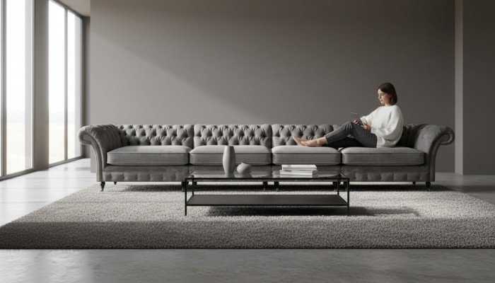 Chesterfield Designer Sofa Wunnzëmmer Canapéë Luxus Polsterung 4-Sëtz