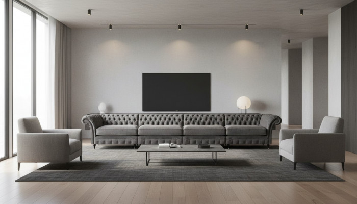 Chesterfield Designer Sofa Wunnzëmmer Canapéë Luxus Polsterung 4-Sëtz
