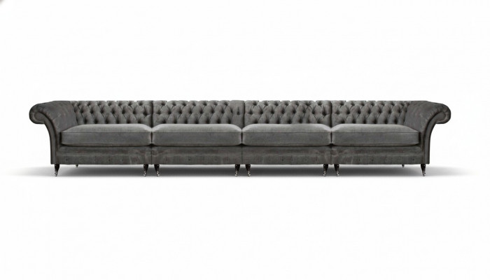 Chesterfield Designer Sofa Wunnzëmmer Canapéë Luxus Polsterung 4-Sëtz