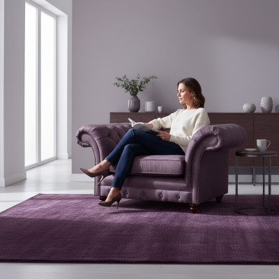 Chesterfield Lila Fauteuil Wunnzëmmer Textil Einsitzer Édlen 1-Sëtzer