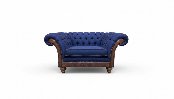 Luxe Chesterfield bloe Sëtz Polstermöbel Designer Fauteuil.