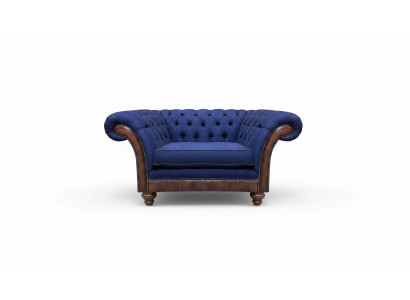 Luxe Chesterfield bloe Sëtz Polstermöbel Designer Fauteuil.
