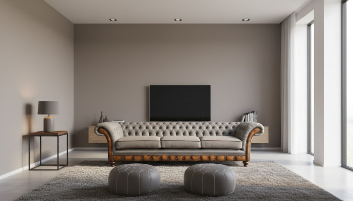 Hellgréng Wunnzëmmer Modern Canapé Exklusiv Dräisiichter Designer Miwwelen