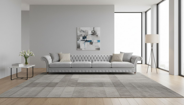 Wäisse Chesterfield Polster Véiersëtzer Designer Textilsofa Édl Möbel