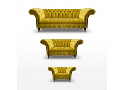 Wunnzëmmer Giel Chesterfield Canapé Garnitur Modern 3tlg Polsterset