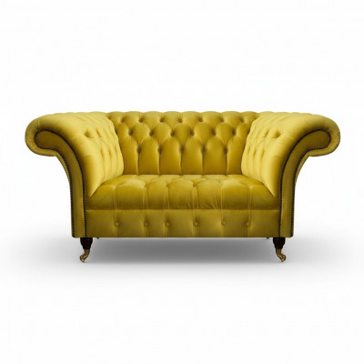 Modern Chesterfield Sitzmiwwel Giel Zweisëtzer Designer Stoffkanapé.