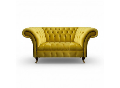 Modern Chesterfield Sitzmiwwel Giel Zweisëtzer Designer Stoffkanapé.