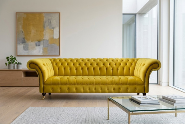 Chesterfield Giel Véiersëtzer Designer Polstersofa Wunnzëmmer Couch