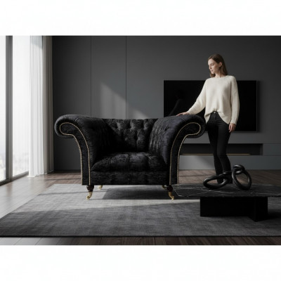 Chesterfield Polstersëtz Schwaarzen Einsëtzer Luxus-Lehnsëtz