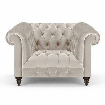 Wäissen Chesterfield Polstersëtz Designer Stoffaarmsëtz Textil Sëtzmiwwel