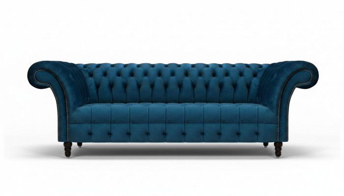 Luxus Blo Chesterfield Textilcouch Wunnzëmmer Polsterméibel 3-Sëtzer