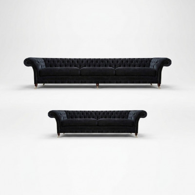 Schwaarz Chesterfield Polstersofae Designer Wunnzëmmer Textil Sofae