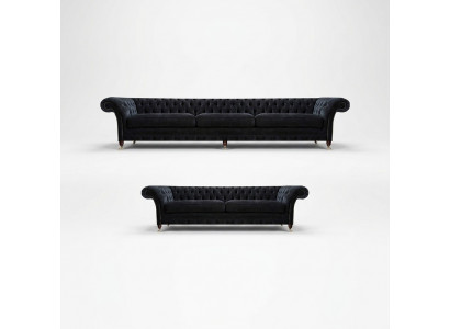 Schwaarz Chesterfield Polstersofae Designer Wunnzëmmer Textil Sofae