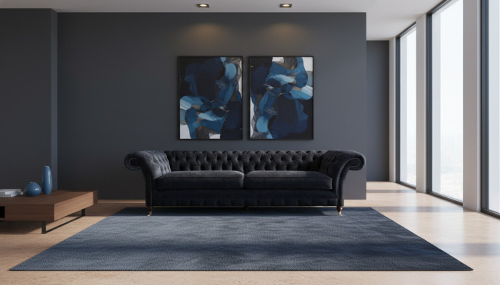 Luxuriéise Chesterfield Polster Zweesëtzer Designer Stoffcouche Miwwelen