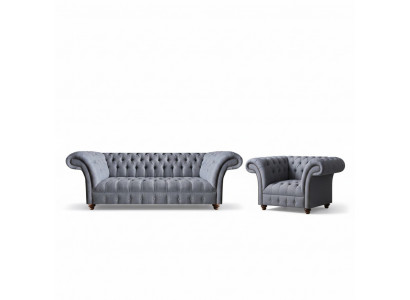 Chesterfield Designer Gro Polstergarnitur Modern Textilcouchen 2tlg