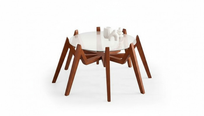 Couchtisch am modernen Stil nei héichwäerteg Wunnenzëmmereinmiwwel aus Glas a Holz