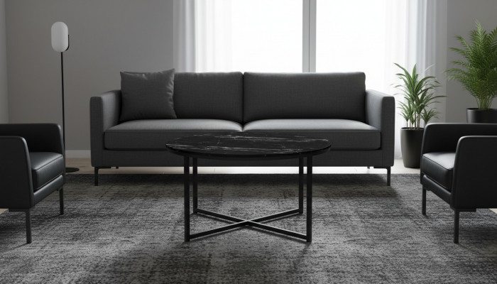 Couchtisch schwaarz Wunnzëmmer héichwäerteg modern minimalistesch Miwwelen nei Holz