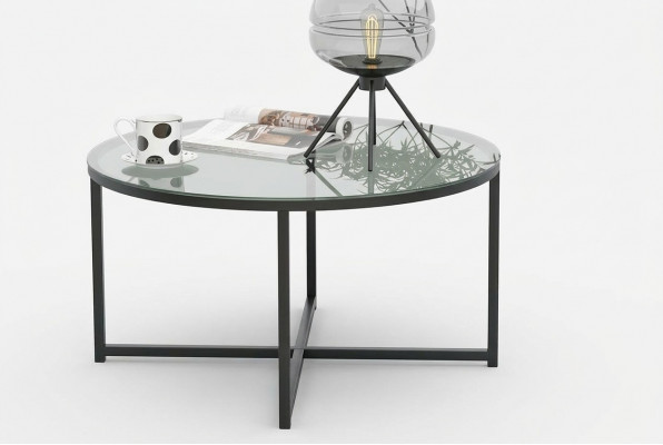 Couchtisch Luxus Wunnzëmmer Iesszëmmermiwwelen Glas + Metall schwaarz héichwäerteg