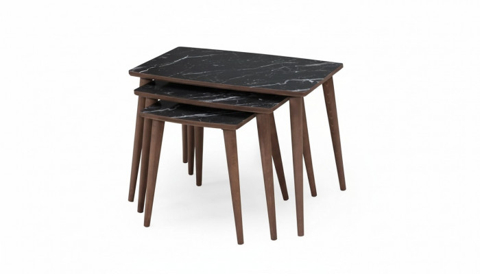 Rechteckeg Couchdëscher 3 x Set schwaarz Iesszëmmer-Wunnzëmmerdëscher Nei