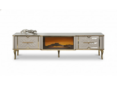 Wunnzëmmer Sideboard wäiss + gëllen Kamäin Luxus RTV Lowboard Exklusiv