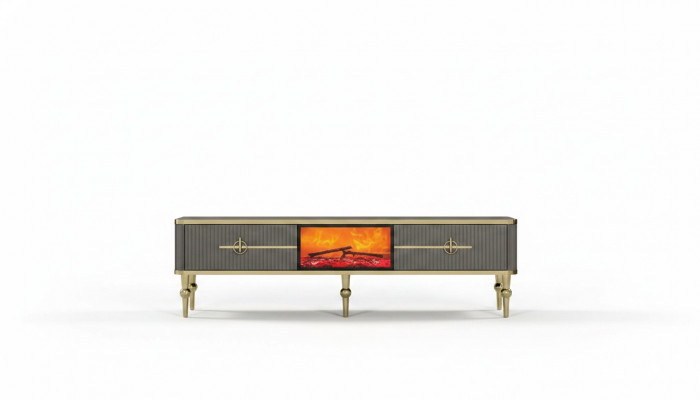 Wunnzëmmer TV Lowboard Gro Kamäin RTV Sideboard Metall + MDF Exklusiv