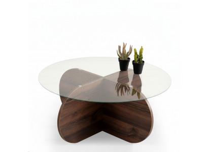 Modernen Couchdësch Wunnzëmmer Glas donkelbrong Holz Spanplack Neit