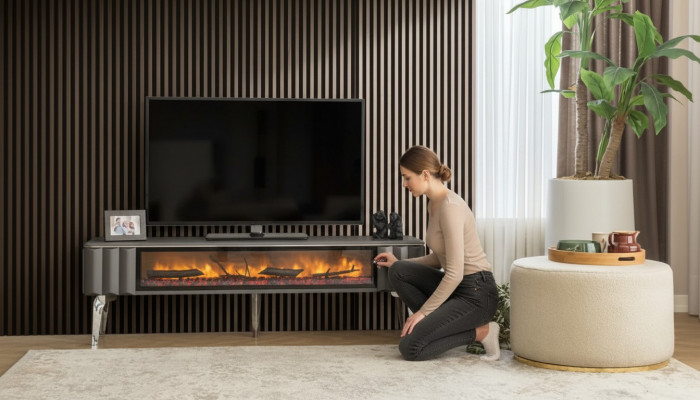 Héichwäertegt TV-Sideboard Kamäin MDF Metalls gro Faarf nei Wunnzëmmer