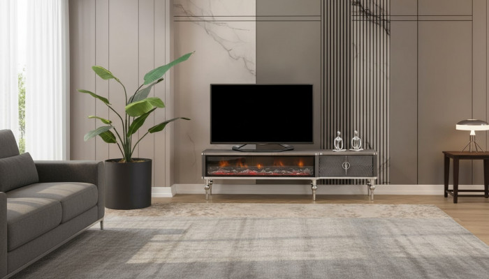 TV-Säitbord Kamäin Metall Holz MDF Spanplaat Luxusmiwwel nei Wäiss RTV