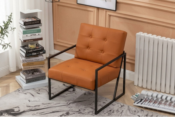 Wunnzëmmer Sëtz Orange Nei luxuriéis Metallbeen Textilpolsterung