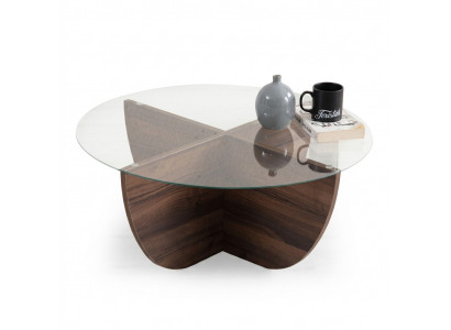 Minimalistesche Couchtisch aus Glas Holz X-Bein moderne Stil nei