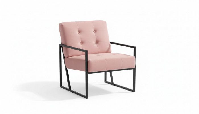Gemittleche Fauteuil 1-Sëtz Wunnzëmmer Rosa Textilpolsterung Metallbeen