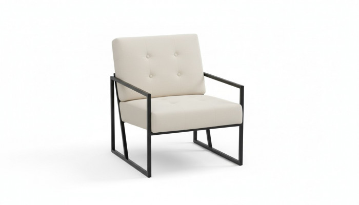 Beige Textilfotell Wunnzëmmer 1-Sëtzer Relax Metallbeen Iesszëmmer