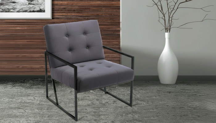 Groue Chesterfield Sessel Holzgestell Luxus Wunnzëmmer Miwwel 1-Sëtz