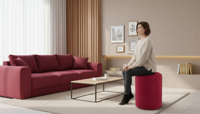 Rosa Sitzhocker Textilstoffpolsterung MDF-Spaanplätterrahmen Luxus-Hocker nei