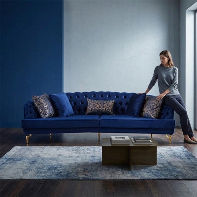 Blo Lëtzebuerger Stuff Chesterfield Sofagarnitur Luxus Polstersofa 4x Sëtzer